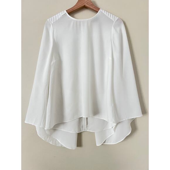 Robert Rodriguez Designer Women's Blouse Top Shirt White Couture Flowy 4 Cape - Picture 1 of 4